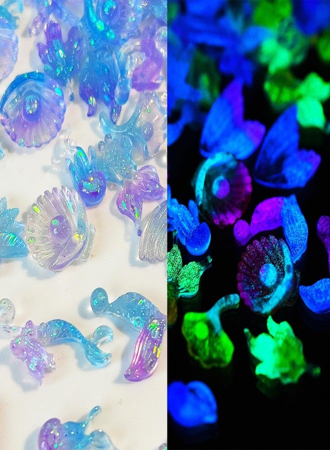 UCCASA 50pcs Ocean Series Nails Charms 3D Resin Night Light Nail Art Supplies for Acrylic Nails Sea Shell Starfish Dolphin Nail Gems and Charms Kawaii Nail Charms for Women Summer DIY Nail Art Decoration - Image 4
